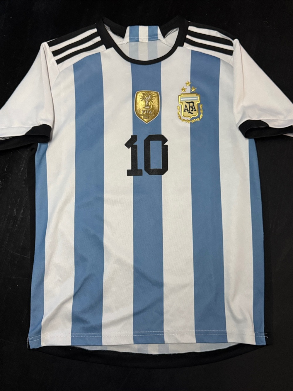 Argentina Kids Soccer Jersey - Light Blue & White Stripes, #10 Messi